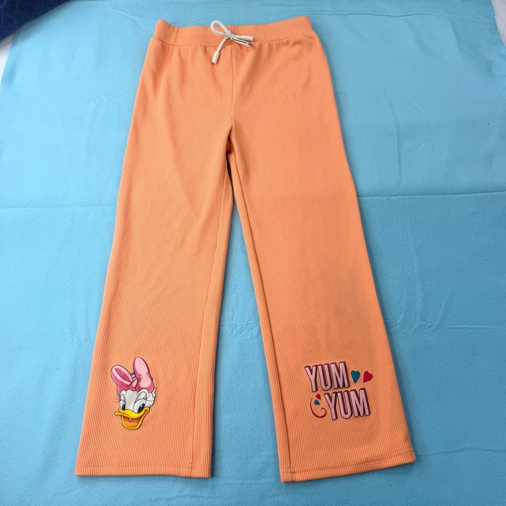 Disney Daisy Duck Orange Ribbed Wide Leg Pants Yum Yum Kids Size 34